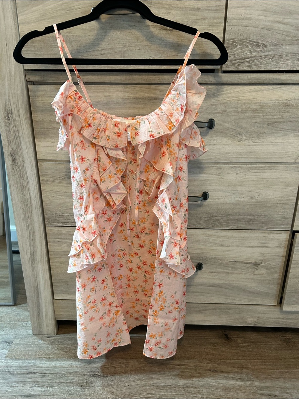 H&M Pink Floral Ruffle Mini Dress